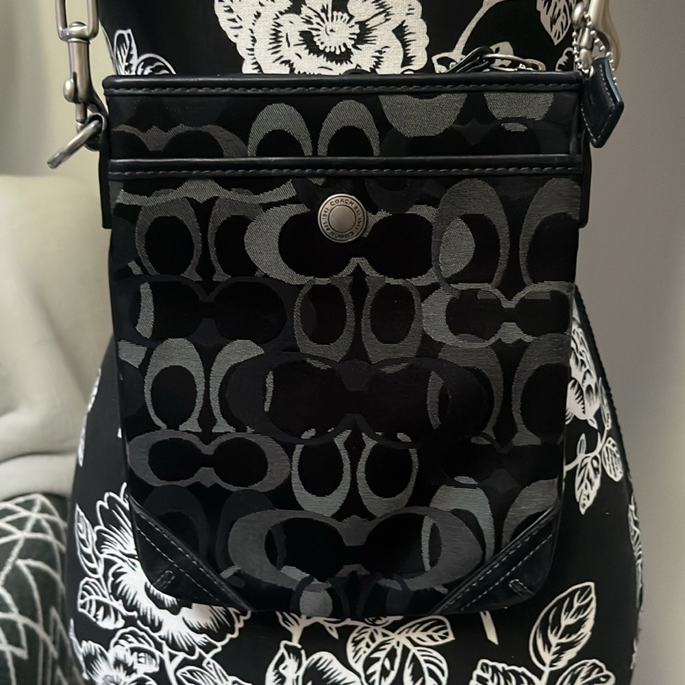 Coach Optic Signature Swing Pack Crossbody-Black-10148-Authentic